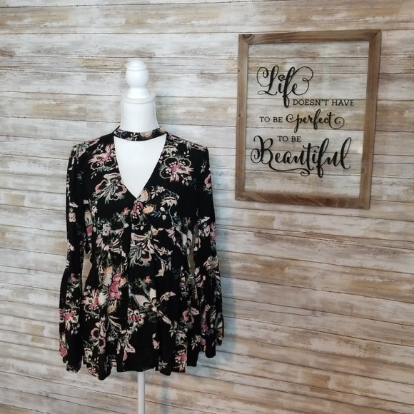 a.n.a Tops - a.n.a Floral Choker Top Size L
